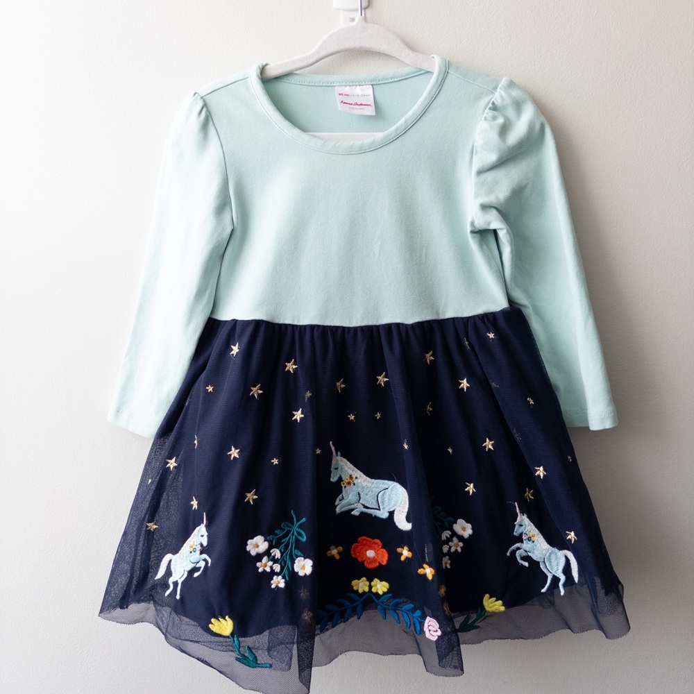 Hanna Andersson Unicorn Tulle Dress VGUC - 18-24m